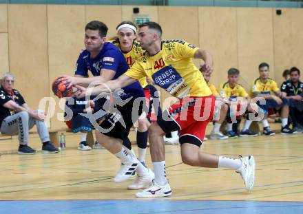 Handball spusu Liga. SC Ferlach gegen UHK Krems. Peter Keresztes (Ferlach), Oliver Nikic (Krems). Ferlach, am 15.5.2021.
Foto: Kuess
www.qspictures.net
---
pressefotos, pressefotografie, kuess, qs, qspictures, sport, bild, bilder, bilddatenbank