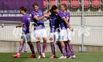 Fussball 2. Liga. SK Austria Klagenfurt gegen SV Horn.  Torjubel Herbert Paul, Alex Timossi Andersson, Philipp Huetter, Markus Pink,   Patrick Greil (Klagenfurt). Klagenfurt, am 16.5.2021.
Foto: Kuess
www.qspictures.net
---
pressefotos, pressefotografie, kuess, qs, qspictures, sport, bild, bilder, bilddatenbank