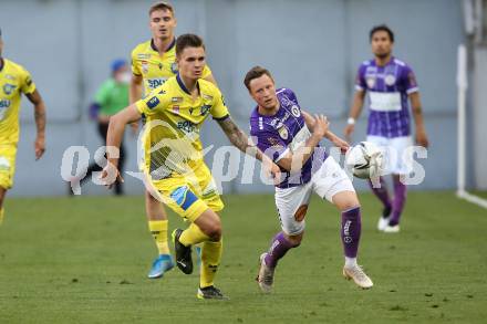 Fussball. Bundesliga Relegation. SK Austria Klagenfurt gegen St. Poelten.   Fabian Miesenboeck (Klagenfurt), Michael Steinwender  (St. Poelten). Klagenfurt, am 26.5.2021.
Foto: Kuess
www.qspictures.net
---
pressefotos, pressefotografie, kuess, qs, qspictures, sport, bild, bilder, bilddatenbank