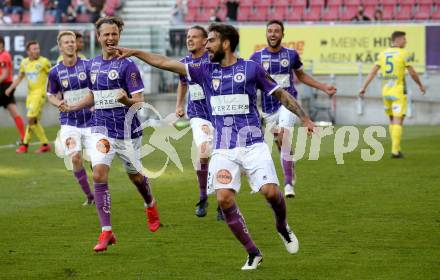 Fussball. Bundesliga Relegation. SK Austria Klagenfurt gegen St. Poelten.   Torjubel Alex Timossi Andersson, Markus Pink, Kosmas Gkezos, Patrick Greil,  (Klagenfurt). Klagenfurt, am 26.5.2021.
Foto: Kuess
www.qspictures.net
---
pressefotos, pressefotografie, kuess, qs, qspictures, sport, bild, bilder, bilddatenbank