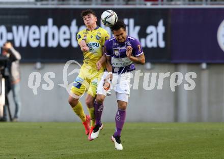 Fussball. Bundesliga Relegation. SK Austria Klagenfurt gegen St. Poelten.    Maximiliano Moreira  (Klagenfurt), Taylor Booth (St. Poelten). Klagenfurt, am 26.5.2021.
Foto: Kuess
www.qspictures.net
---
pressefotos, pressefotografie, kuess, qs, qspictures, sport, bild, bilder, bilddatenbank