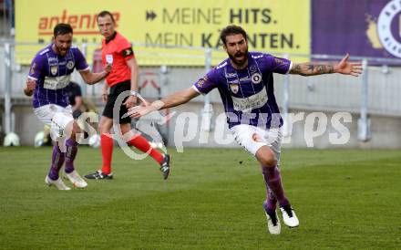 Fussball. Bundesliga Relegation. SK Austria Klagenfurt gegen St. Poelten.   Torjubel  Kosmas Gkezos (Klagenfurt). Klagenfurt, am 26.5.2021.
Foto: Kuess
www.qspictures.net
---
pressefotos, pressefotografie, kuess, qs, qspictures, sport, bild, bilder, bilddatenbank