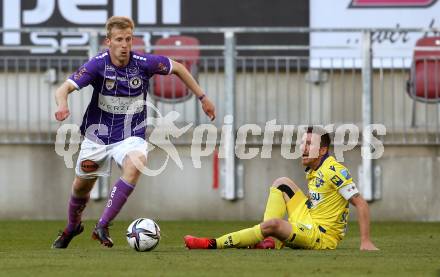 Fussball. Bundesliga Relegation. SK Austria Klagenfurt gegen St. Poelten.   Christopher Cvetko (Klagenfurt), Daniel Schuetz  (St. Poelten). Klagenfurt, am 26.5.2021.
Foto: Kuess
www.qspictures.net
---
pressefotos, pressefotografie, kuess, qs, qspictures, sport, bild, bilder, bilddatenbank