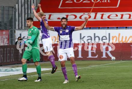 Fussball. Bundesliga Relegation. St. Poelten gegen SK Austria Klagenfurt .   Meisterjubel Austria Klagenfurt. Torjubel Markus Pink . Klagenfurt, am 29.5.2021.
Foto: Kuess
www.qspictures.net
---
pressefotos, pressefotografie, kuess, qs, qspictures, sport, bild, bilder, bilddatenbank