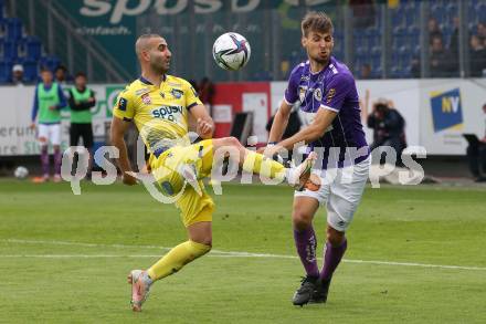 Fussball. Bundesliga Relegation. St. Poelten gegen SK Austria Klagenfurt .   Dor Hugy,  (St. Poelten), Thorsten Mahrer  (Klagenfurt). Klagenfurt, am 29.5.2021.
Foto: Kuess
www.qspictures.net
---
pressefotos, pressefotografie, kuess, qs, qspictures, sport, bild, bilder, bilddatenbank