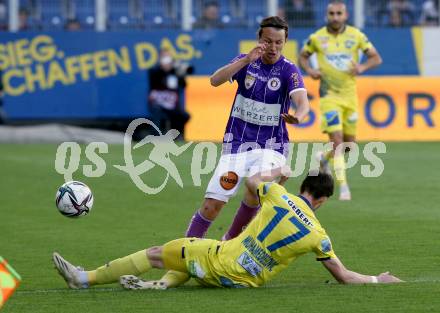 Fussball. Bundesliga Relegation. St. Poelten gegen SK Austria Klagenfurt .   Alex Timossi Andersson,  (St. Poelten), Ahmet Muhamedbegovic  (Klagenfurt). Klagenfurt, am 29.5.2021.
Foto: Kuess
www.qspictures.net
---
pressefotos, pressefotografie, kuess, qs, qspictures, sport, bild, bilder, bilddatenbank