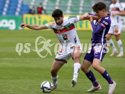 Fussball. Bundesliga. RZ Pellets WAC gegen FK Austria Wien. Michael Novak,  (WAC), Dominik Fitz (Wien). Wolfsberg, am 30.5.2021.
Foto: Kuess
www.qspictures.net

---
pressefotos, pressefotografie, kuess, qs, qspictures, sport, bild, bilder, bilddatenbank