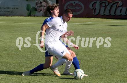 Fussball Kaerntner Liga. SAK gegen Treibach.  Zoran Vukovic (SAK),  Daniel Werner Grilz (Treibach). KLagenfurt, am 26.6.2021.
Foto: Kuess
---
pressefotos, pressefotografie, kuess, qs, qspictures, sport, bild, bilder, bilddatenbank