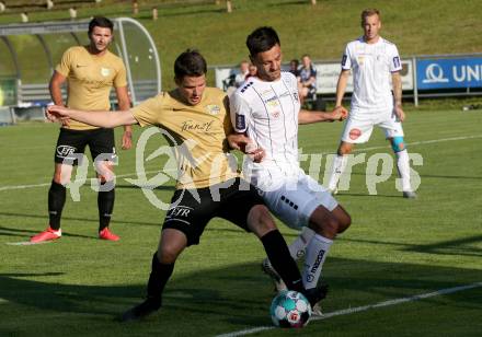 Fussball. Freundschaftsspiel. Koettmannsdorf gegen Austria Klagenfurt.   Fabian Krenn (Koettmannsdorf),  Darijo Pecirep (Klagenfurt). Klagenfurt, am 28.6.2021.
Foto: Kuess
www.qspictures.net
---
pressefotos, pressefotografie, kuess, qs, qspictures, sport, bild, bilder, bilddatenbank