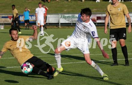 Fussball. Freundschaftsspiel. Koettmannsdorf gegen Austria Klagenfurt.   Christopher Sallinger (Koettmannsdorf),  Lucas Scholl (Klagenfurt). Klagenfurt, am 28.6.2021.
Foto: Kuess
www.qspictures.net
---
pressefotos, pressefotografie, kuess, qs, qspictures, sport, bild, bilder, bilddatenbank