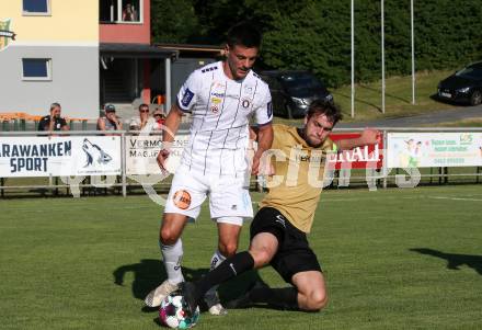 Fussball. Freundschaftsspiel. Koettmannsdorf gegen Austria Klagenfurt.   Stephan Borovnik (Koettmannsdorf),  Darijo Pecirep (Klagenfurt). Klagenfurt, am 28.6.2021.
Foto: Kuess
www.qspictures.net
---
pressefotos, pressefotografie, kuess, qs, qspictures, sport, bild, bilder, bilddatenbank