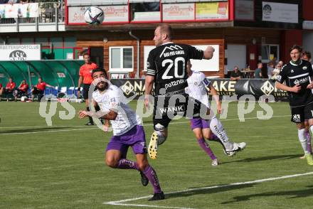 Fussball Testspiel. ASK gegen SK Austria Klagenfurt. Danijel Micic, (ASK),  Kosmas Gkezos  (Austria Klagenfurt). Klagenfurt, am 2.7.2021.
Foto: Kuess
---
pressefotos, pressefotografie, kuess, qs, qspictures, sport, bild, bilder, bilddatenbank