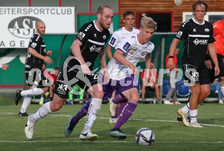 Fussball Testspiel. ASK gegen SK Austria Klagenfurt. Danijel Micic  (ASK),  Hubert Griesebner (Austria Klagenfurt). Klagenfurt, am 2.7.2021.
Foto: Kuess
---
pressefotos, pressefotografie, kuess, qs, qspictures, sport, bild, bilder, bilddatenbank