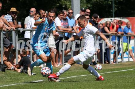 Fussball Testspiel. RZ Pellets WAC gegen NK Rijeka. Amar Dedic (WAC),  DENIS BUSNJA (Rijeka). Velden, am 3.7.2021.
Foto: Kuess
www.qspictures.net

---
pressefotos, pressefotografie, kuess, qs, qspictures, sport, bild, bilder, bilddatenbank