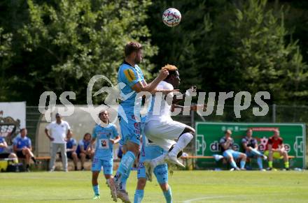 Fussball Testspiel. RZ Pellets WAC gegen NK Rijeka. Dominik Baumgartner, (WAC),  ISSAH ABASS (Rijeka). Velden, am 3.7.2021.
Foto: Kuess
www.qspictures.net

---
pressefotos, pressefotografie, kuess, qs, qspictures, sport, bild, bilder, bilddatenbank