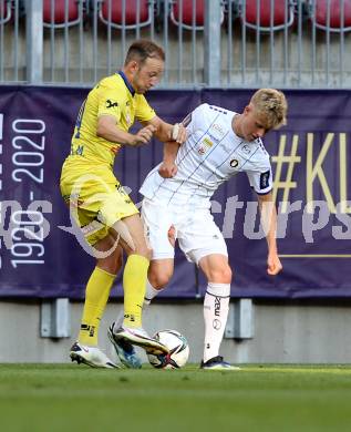 Fussball. Bundesliga. Trainingsspiel.  Austria Klagenfurt gegen SV Licht-Loidl Lafnitz.  Hubert Griesebner (Klagenfurt), Mario Kroepfl  (Lafnitz). Klagenfurt, am 9.7.2021.
Foto: Kuess
www.qspictures.net
---
pressefotos, pressefotografie, kuess, qs, qspictures, sport, bild, bilder, bilddatenbank