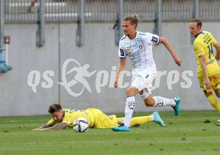 Fussball. Bundesliga. Trainingsspiel.  Austria Klagenfurt gegen SV Licht-Loidl Lafnitz. Patrick Greil  (Klagenfurt), Nicolas Meister  (Lafnitz). Klagenfurt, am 9.7.2021.
Foto: Kuess
www.qspictures.net
---
pressefotos, pressefotografie, kuess, qs, qspictures, sport, bild, bilder, bilddatenbank