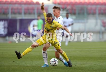 Fussball. Bundesliga. Trainingsspiel.  Austria Klagenfurt gegen SV Licht-Loidl Lafnitz.  Tim Maciejewski, (Klagenfurt), Christoph Gschiel  (Lafnitz). Klagenfurt, am 9.7.2021.
Foto: Kuess
www.qspictures.net
---
pressefotos, pressefotografie, kuess, qs, qspictures, sport, bild, bilder, bilddatenbank