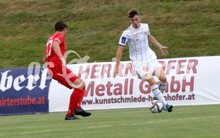 Fussball Bundesliga. Terstspiel. FC St. Veit gegen SK Austria Klagenfurt.   Oliver Krappinger (St.Veit), Tim Maciejewski   (Klagenfurt). St. Veit, am 13.7.2021.
Foto: Kuess
---
pressefotos, pressefotografie, kuess, qs, qspictures, sport, bild, bilder, bilddatenbank