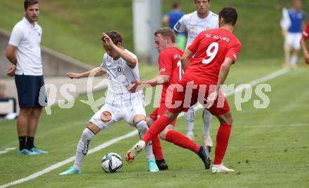 Fussball Bundesliga. Terstspiel. FC St. Veit gegen SK Austria Klagenfurt.  Christofer Huber (St.Veit),  Alex Timossi Andersson (Klagenfurt). St. Veit, am 13.7.2021.
Foto: Kuess
---
pressefotos, pressefotografie, kuess, qs, qspictures, sport, bild, bilder, bilddatenbank