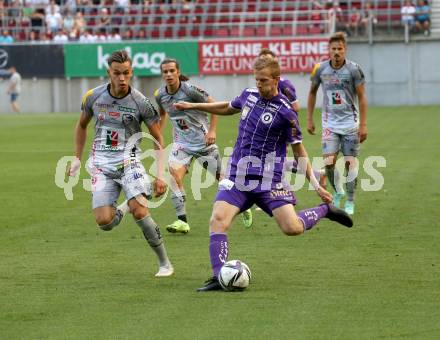 Fussball. Bundesliga. SK Austria Klagenfurt gegen WAC.  Christopher Cvetko, (Klagenfurt), Amar Dedic  (WAC). Klagenfurt, am 25.7.2021.
Foto: Kuess
www.qspictures.net
---
pressefotos, pressefotografie, kuess, qs, qspictures, sport, bild, bilder, bilddatenbank