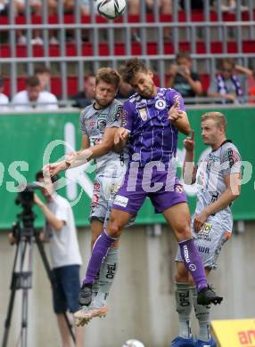 Fussball. Bundesliga. SK Austria Klagenfurt gegen WAC.  Thorsten Mahrer,  (Klagenfurt), Dominik Baumgartner (WAC). Klagenfurt, am 25.7.2021.
Foto: Kuess
www.qspictures.net
---
pressefotos, pressefotografie, kuess, qs, qspictures, sport, bild, bilder, bilddatenbank