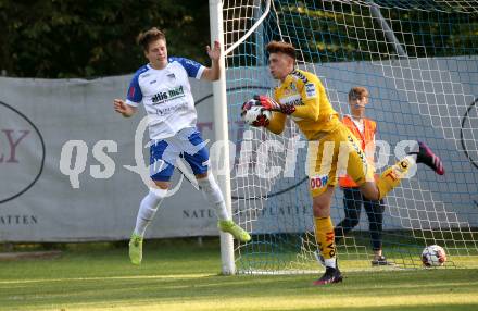 Fussball Regionalliga. SK Treibach gegen Ried Amateure (Junge Wikinger Ried). Fabian Christian Gangl  (Treibach),  Patrick Moser (Ried), Treibach, am 23.7.2021.
Foto: Kuess
---
pressefotos, pressefotografie, kuess, qs, qspictures, sport, bild, bilder, bilddatenbank