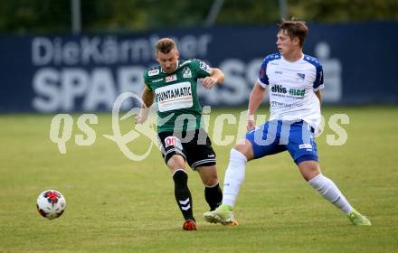 Fussball Regionalliga. SK Treibach gegen Ried Amateure (Junge Wikinger Ried). Fabian Christian Gangl  (Treibach),   Manuel Kerhe (Ried), Treibach, am 23.7.2021.
Foto: Kuess
---
pressefotos, pressefotografie, kuess, qs, qspictures, sport, bild, bilder, bilddatenbank