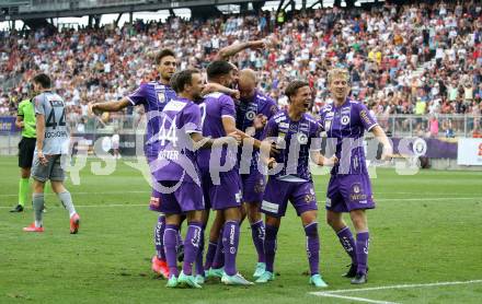 Fussball. Bundesliga. SK Austria Klagenfurt gegen WAC.  Torjubel  (Klagenfurt). Klagenfurt, am 25.7.2021.
Foto: Kuess
www.qspictures.net
---
pressefotos, pressefotografie, kuess, qs, qspictures, sport, bild, bilder, bilddatenbank