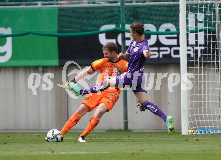 Fussball. Bundesliga. SK Austria Klagenfurt gegen WAC. Alex Timossi Andersson,   (Klagenfurt), Manuel Kuttin (WAC). Klagenfurt, am 25.7.2021.
Foto: Kuess
www.qspictures.net
---
pressefotos, pressefotografie, kuess, qs, qspictures, sport, bild, bilder, bilddatenbank