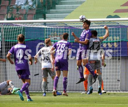 Fussball. Bundesliga. SK Austria Klagenfurt gegen WAC. Patrick Greil, Herbert Paul, Thorsten Mahrer (Klagenfurt), Kai Stratznig, Luka Lochoshvili  (WAC). Klagenfurt, am 25.7.2021.
Foto: Kuess
www.qspictures.net
---
pressefotos, pressefotografie, kuess, qs, qspictures, sport, bild, bilder, bilddatenbank