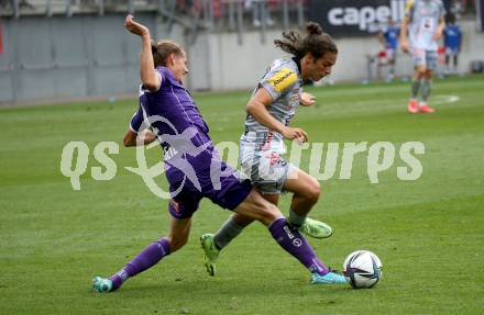 Fussball. Bundesliga. SK Austria Klagenfurt gegen WAC. Patrick Greil,  (Klagenfurt), Matthaeus Taferner (WAC). Klagenfurt, am 25.7.2021.
Foto: Kuess
www.qspictures.net
---
pressefotos, pressefotografie, kuess, qs, qspictures, sport, bild, bilder, bilddatenbank