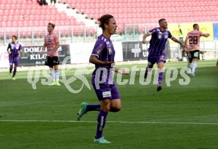 Fussball. Bundesliga. SK Austria Klagenfurt gegen TSV Hartberg.   Torjubel Alex Timossi Andersson (Klagenfurt). Klagenfurt, am 7.8.2021.
Foto: Kuess
www.qspictures.net
---
pressefotos, pressefotografie, kuess, qs, qspictures, sport, bild, bilder, bilddatenbank