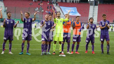 Fussball. Bundesliga. SK Austria Klagenfurt gegen TSV Hartberg.   Jubel  (Klagenfurt). Klagenfurt, am 7.8.2021.
Foto: Kuess
www.qspictures.net
---
pressefotos, pressefotografie, kuess, qs, qspictures, sport, bild, bilder, bilddatenbank