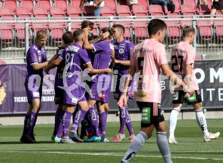 Fussball. Bundesliga. SK Austria Klagenfurt gegen TSV Hartberg.   Torjubel Markus Pink, (Klagenfurt). Klagenfurt, am 7.8.2021.
Foto: Kuess
www.qspictures.net
---
pressefotos, pressefotografie, kuess, qs, qspictures, sport, bild, bilder, bilddatenbank