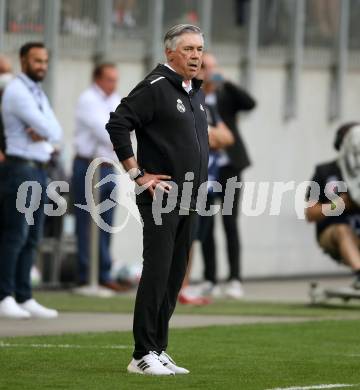 Fussball. Testspiel. Real Madrid gegen AC Milan. Trainer Carlo Ancelotti  (Real Madrid). Klagenfurt Woerthersee Stadion, am 8.8.2021.
Foto: Kuess
www.qspictures.net
---
pressefotos, pressefotografie, kuess, qs, qspictures, sport, bild, bilder, bilddatenbank