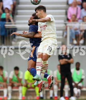 Fussball. Testspiel. Real Madrid gegen AC Milan. Marcelo Vieira da Silva Junior,  (Real Madrid), Diaz Brahim (AC Milan). Klagenfurt Woerthersee Stadion, am 8.8.2021.
Foto: Kuess
www.qspictures.net
---
pressefotos, pressefotografie, kuess, qs, qspictures, sport, bild, bilder, bilddatenbank