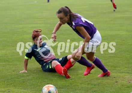 Frauenfussball. Kaerntner Frauen Liga. SK Austria Klagenfurt gegen SG ATUS Ferlach/DSG Ferlach. Lara Marie Sophie Vadlau  (Klagenfurt), Julia Lercher
 (SG ATUS Ferlach/DSG Ferlach). Koettmannsdorf, am 8.8.2021.
Foto: Kuess
www.qspictures.net
---
pressefotos, pressefotografie, kuess, qs, qspictures, sport, bild, bilder, bilddatenbank