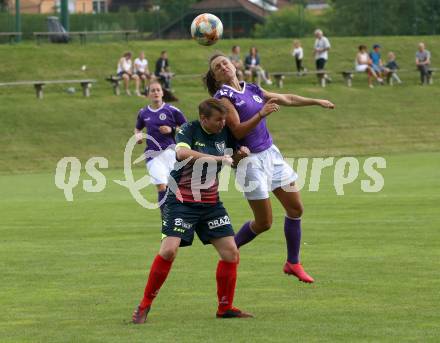 Frauenfussball. Kaerntner Frauen Liga. SK Austria Klagenfurt gegen SG ATUS Ferlach/DSG Ferlach. Lara Marie Sophie Vadlau  (Klagenfurt), Patricia Elisabeth Fanzoy  (SG ATUS Ferlach/DSG Ferlach). Koettmannsdorf, am 8.8.2021.
Foto: Kuess
www.qspictures.net
---
pressefotos, pressefotografie, kuess, qs, qspictures, sport, bild, bilder, bilddatenbank