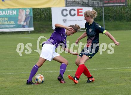 Frauenfussball. Kaerntner Frauen Liga. SK Austria Klagenfurt gegen SG ATUS Ferlach/DSG Ferlach.  Alina-Marie Vaschauner (Klagenfurt), Tina Pflanzl
 (SG ATUS Ferlach/DSG Ferlach). Koettmannsdorf, am 8.8.2021.
Foto: Kuess
www.qspictures.net
---
pressefotos, pressefotografie, kuess, qs, qspictures, sport, bild, bilder, bilddatenbank