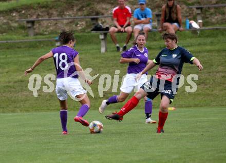 Frauenfussball. Kaerntner Frauen Liga. SK Austria Klagenfurt gegen SG ATUS Ferlach/DSG Ferlach. Lara Marie Sophie Vadlau  (Klagenfurt), Patricia Elisabeth Fanzoy (SG ATUS Ferlach/DSG Ferlach). Koettmannsdorf, am 8.8.2021.
Foto: Kuess
www.qspictures.net
---
pressefotos, pressefotografie, kuess, qs, qspictures, sport, bild, bilder, bilddatenbank