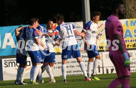 Fussball. Regionallliga. Treibach gegen ATSV Stadl-Paura.  Torjubel Vahid Muharemovic, Bernhard Walzl, Fabian Christian Gangl, Philipp HÃ¶berl, Hanno Ulrich Wachernig  (Treibach). Treibach, am 10.8.2021.
Foto: Kuess
www.qspictures.net
---
pressefotos, pressefotografie, kuess, qs, qspictures, sport, bild, bilder, bilddatenbank