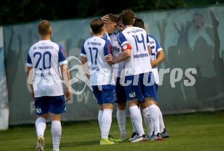 Fussball. Regionallliga. Treibach gegen ATSV Stadl-Paura.  Torjubel  Bernhard Walzl, Moritz Leitner (Treibach),  (ATSV Stadl-Paura). Treibach, am 10.8.2021.
Foto: Kuess
www.qspictures.net
---
pressefotos, pressefotografie, kuess, qs, qspictures, sport, bild, bilder, bilddatenbank