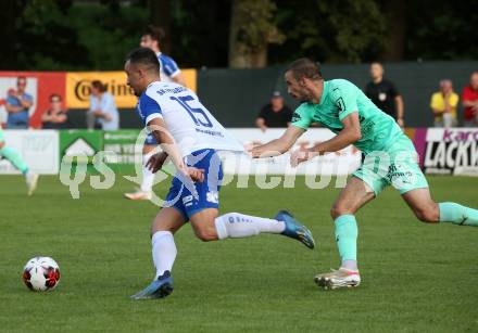 Fussball. Regionallliga. Treibach gegen ATSV Stadl-Paura.  Vahid Muharemovic
 (Treibach), Nenad Bursac (ATSV Stadl-Paura). Treibach, am 10.8.2021.
Foto: Kuess
www.qspictures.net
---
pressefotos, pressefotografie, kuess, qs, qspictures, sport, bild, bilder, bilddatenbank