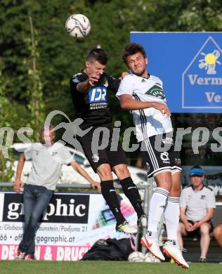 Fussball Kaerntner Liga. Bleiburg gegen St. Michael/Bl..  Aljaz Storman (Bleiburg),  Philipp Gerhard Pachoinig  (St. Michael/Bl.). Bleiburg, am 14.8.2021.
Foto: Kuess
---
pressefotos, pressefotografie, kuess, qs, qspictures, sport, bild, bilder, bilddatenbank