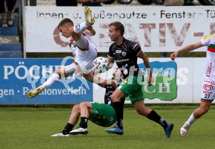 Fussball Regionalliga. WAC Amateure gegen FC Gleisdorf 09. Adis Jasic (WAC),  Joerg Wagnes, Felix Schlemmer  (Gleisdorf). St. Andrae, am 14.8.2021.
Foto: Kuess
Foto: Kuess
---
pressefotos, pressefotografie, kuess, qs, qspictures, sport, bild, bilder, bilddatenbank