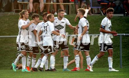 Fussball Kaerntner Liga. Bleiburg gegen St. Michael/Bl..  Torjubel  (St. Michael/Bl.). Bleiburg, am 14.8.2021.
Foto: Kuess
---
pressefotos, pressefotografie, kuess, qs, qspictures, sport, bild, bilder, bilddatenbank