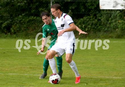 Fussball 1. KLasse C. St. Urban gegen St. Veit.  Florian Kraschl (St. Urban),   Alexander Hofer (St. Veit). St. Urban, am 15.8.2021.
Foto: Kuess
---
pressefotos, pressefotografie, kuess, qs, qspictures, sport, bild, bilder, bilddatenbank