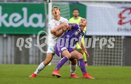 Fussball. Bundesliga. SK Austria Klagenfurt gegen WSG Tirol.  Nicolas Wimmer (Klagenfurt), Tobias Anselm (Tirol). Klagenfurt, am 28.8.2021.
Foto: Kuess
www.qspictures.net
---
pressefotos, pressefotografie, kuess, qs, qspictures, sport, bild, bilder, bilddatenbank