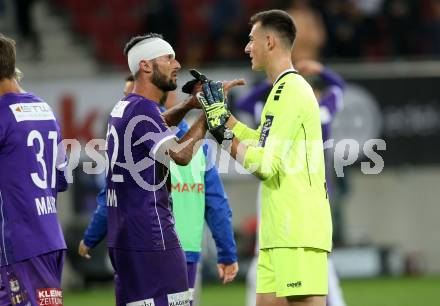 Fussball. Bundesliga. SK Austria Klagenfurt gegen WSG Tirol. Jubel Markus Pink, Lennart Moser  (Klagenfurt). Klagenfurt, am 28.8.2021.
Foto: Kuess
www.qspictures.net
---
pressefotos, pressefotografie, kuess, qs, qspictures, sport, bild, bilder, bilddatenbank